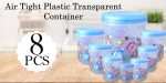 2448 Air Tight Plastic Transparent Container Set (10000ml, 7000ml, 5000ml, 3000ml, 2000ml, 1000ml, 750ml, 500ml)