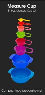 0833 8 Piece Nesting Bowls with Measuring Cups Set