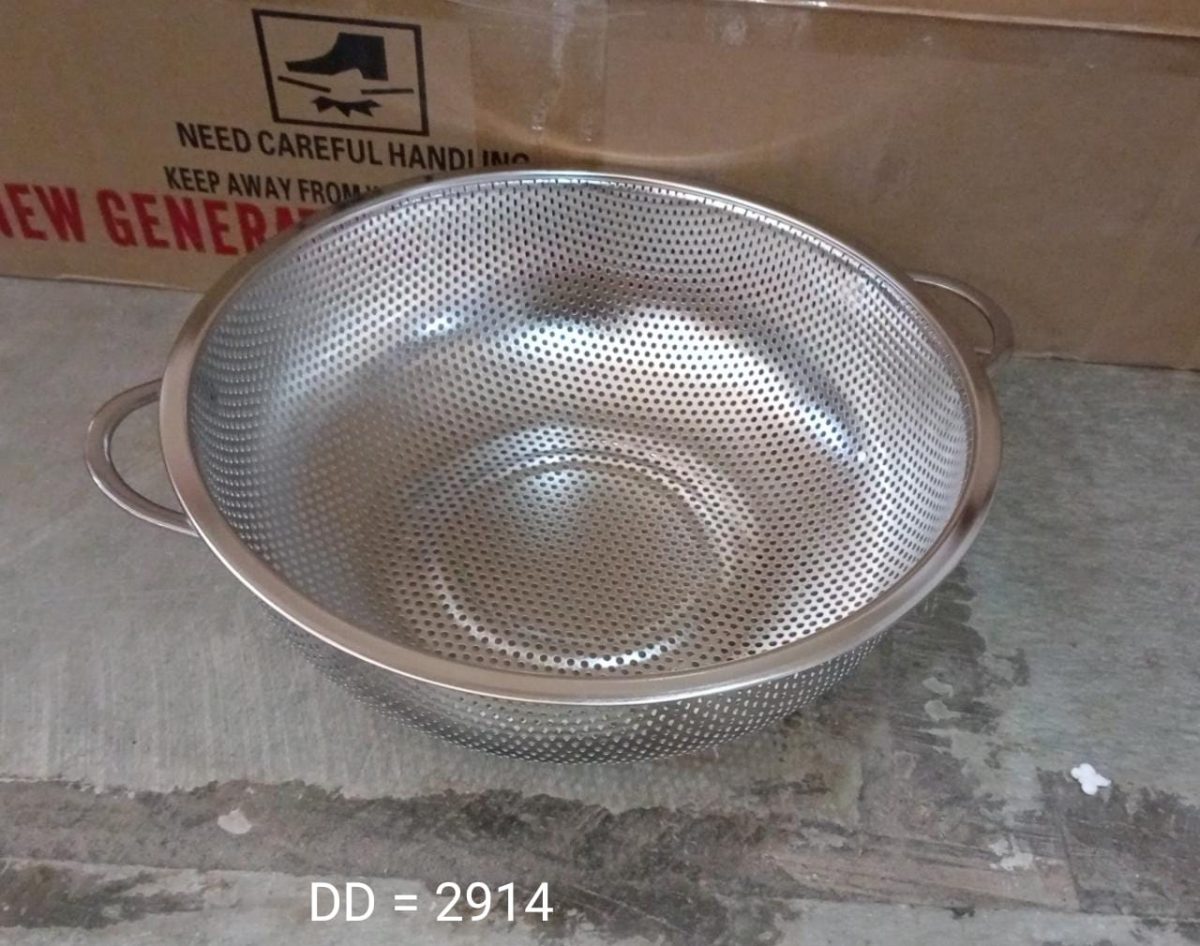 2914 Stainless Steel Rice Vegetables Washing Bowl Strainer Collapsible Strainer.