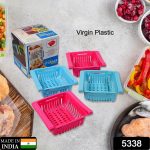 5338 Virgin Freeze Storage Unbreakable Adjustable Multi Color Tray with Extra Storage | Easy to Remove, Easy to Clean | Pack of 4 Tray