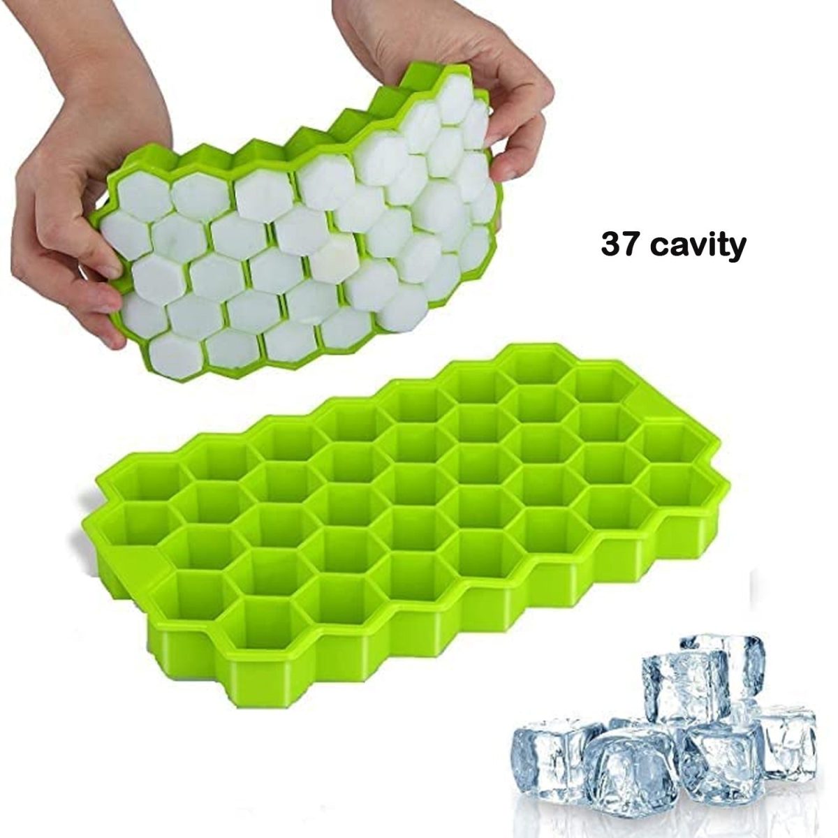 7161 Flexible Silicone Honeycomb Design 37 cavity Ice Cube Moulds Trays Small Cubes For Whiskey Tray For Fridge (Multicolor)