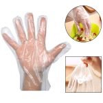 0670 Plastic Transparent Disposable Clear Gloves (White) (100Pc)