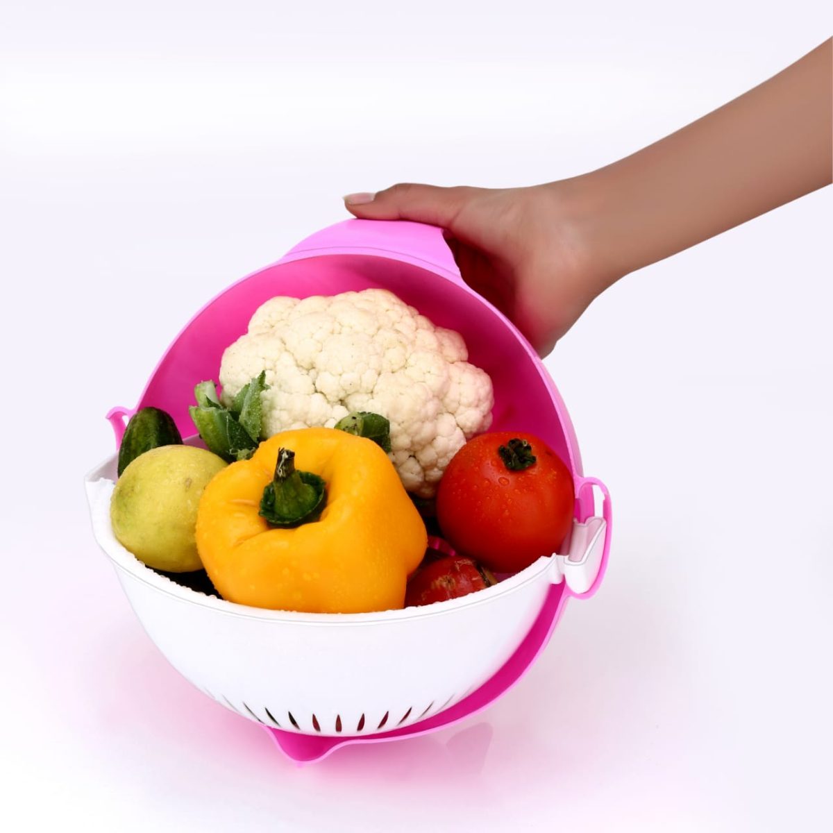 2214 Multifunctional Vegetable Fruits Cutter Shredder with Rotating Drain Basket