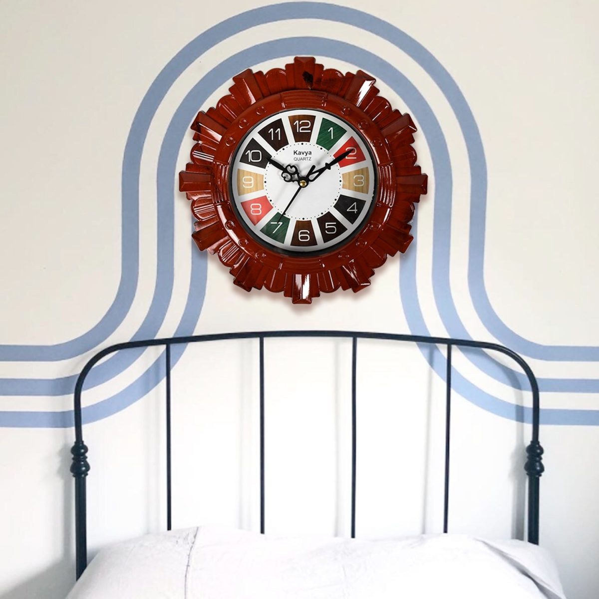 4918 Wooden Look Designer Wall Clock Plastic Decorative Latest Wall Clock Battery Operated Round Easy to Read for Room/Home/Kitchen/Bedroom/Office/School