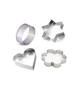 0827 Cookie Cutter Stainless Steel Cookie Cutter with Shape Heart Round Star and Flower (4 Pieces)