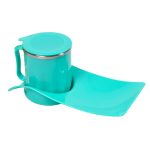 2851 Snacks Tray & Inside Steel Cup 350ml Break Time Tray For Kids & Home Use